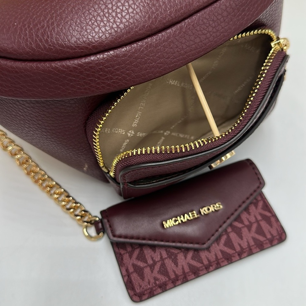 Michael Kors Maisie 2 In 1 Small Leather Waist pack Fanny pack Bag (Oxblood) MK - Picture 7 of 15